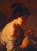 A youth blowing on coals. Jan lievens